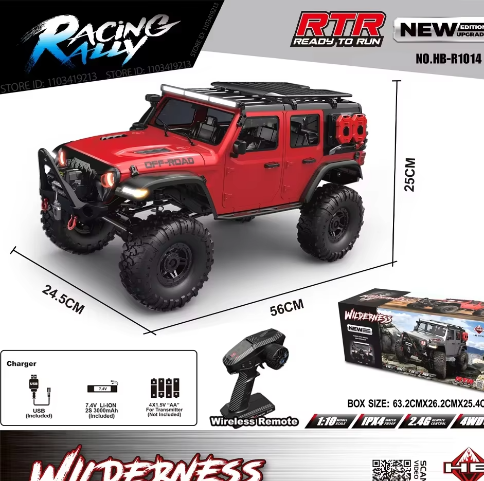2025 New Upgrade HB-R1011 Jeep Rubicon Recon Rc Car 1:10 Full Scale Model Climbing Car High Speed Off-Road Vehicle - Image 3