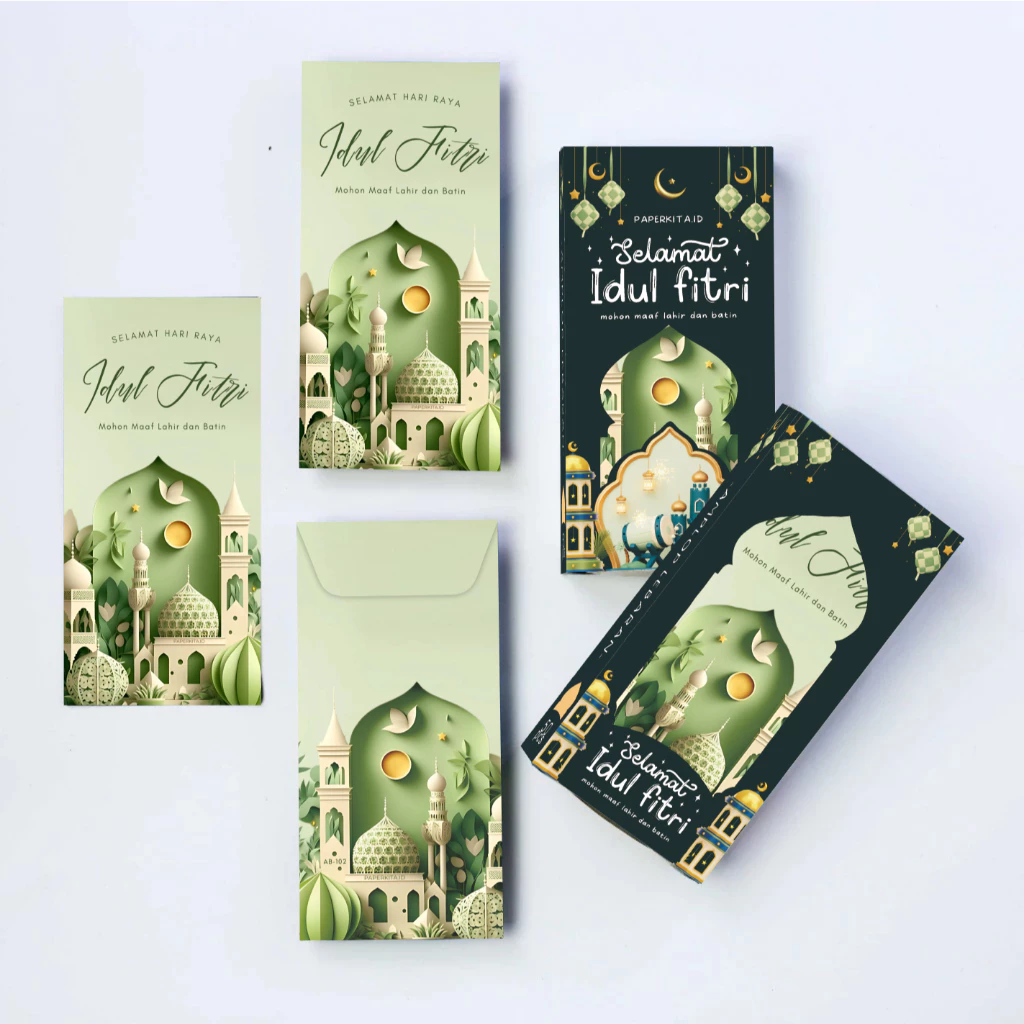 Amplop Lebaran Premium ISI 50 Lembar Desain 2026 Berbagai Tema Angpau Idul FItri Panjang 100gsm - Image 4